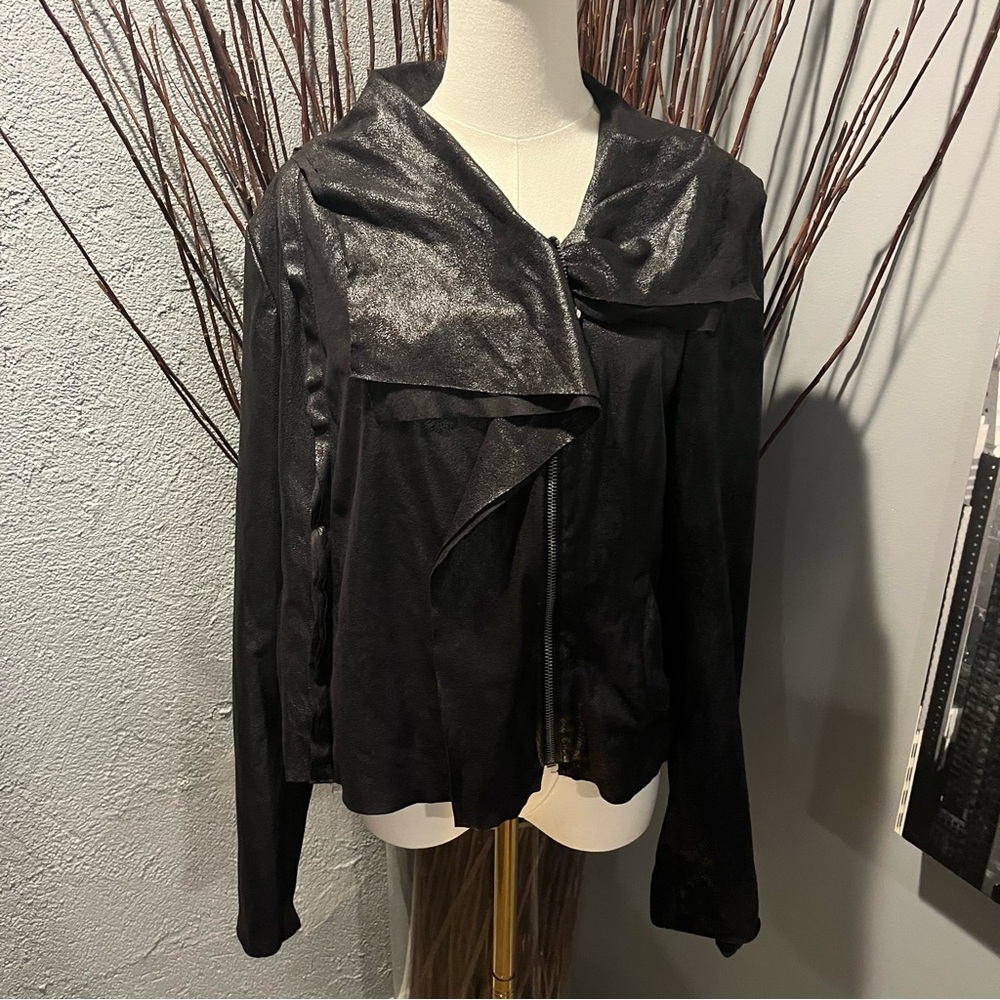 INC International Concepts Black Leather Jacket